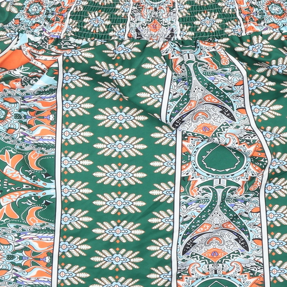 SHEIN Womens Green Geometric Polyester Cropped Tank Size XL Off the Shoulder