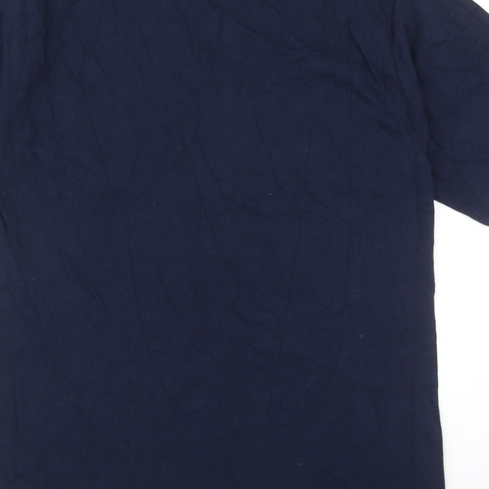Ad Tex Womens Blue Polyester Basic T-Shirt Size M Round Neck