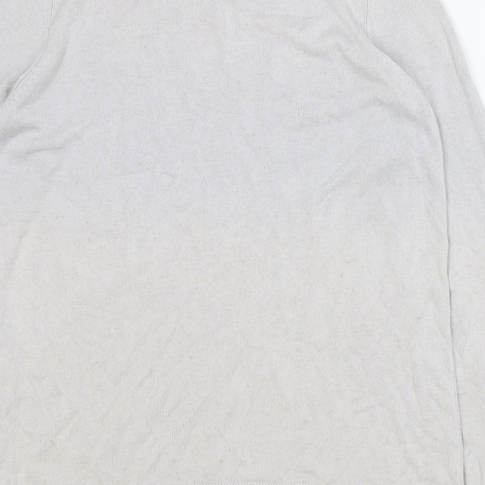Monsoon Womens Grey Scoop Neck Geometric Viscose Pullover Jumper Size S - Hearts Arrows