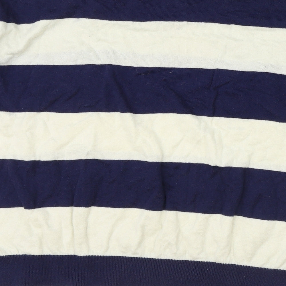 New Look Womens Blue Scoop Neck Striped Cotton Pullover Jumper Size 12