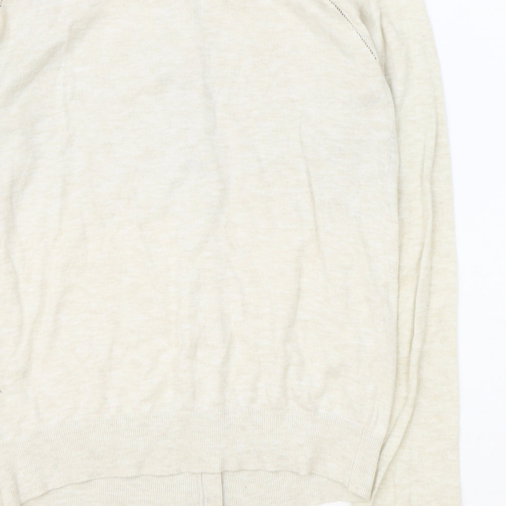 NEXT Womens Beige Scoop Neck Cotton Pullover Jumper Size 10