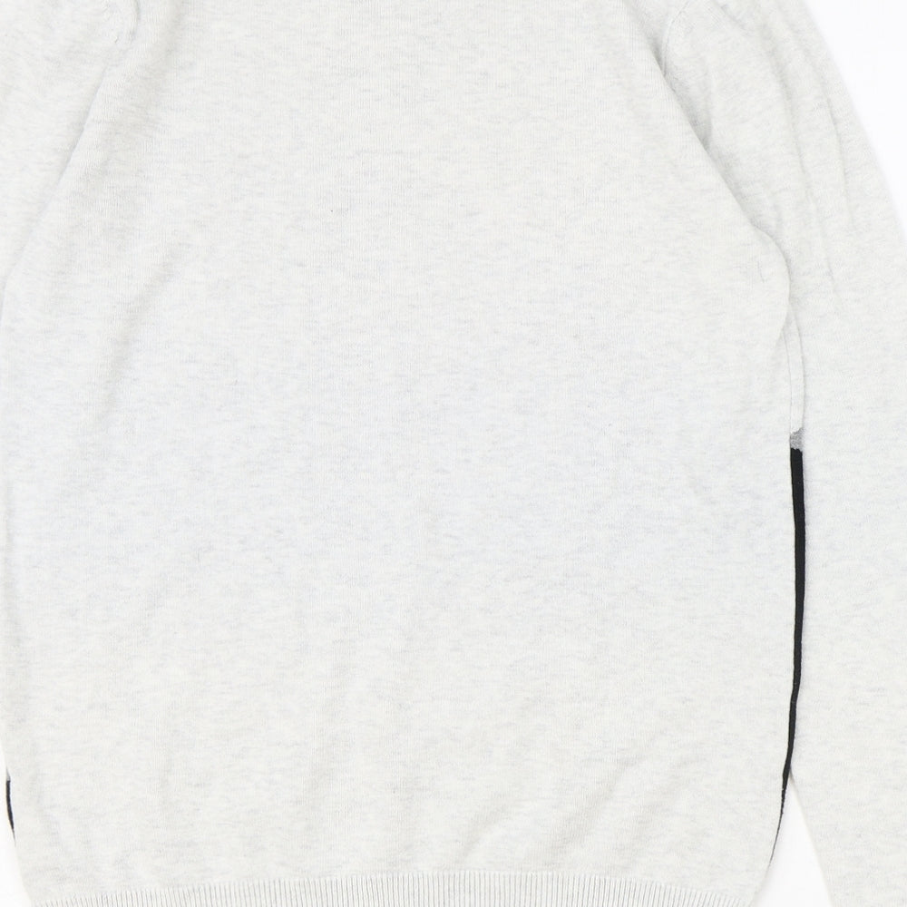 NEXT Womens Grey Round Neck 100% Cotton Pullover Jumper Size S - Colourblock