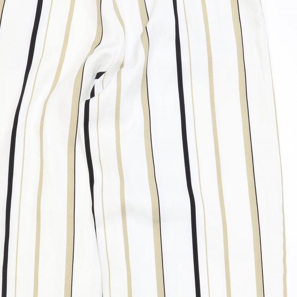 Moodys Womens Ivory Striped Polyester Trousers Size S Regular Drawstring