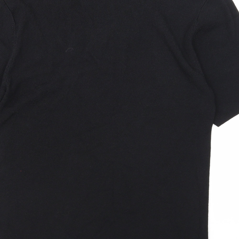 Pure & Natural Womens Black V-Neck Rayon Pullover Jumper Size 14