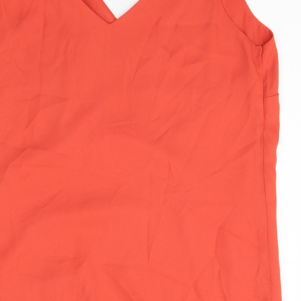 Wallis Womens Red Polyester Basic Tank Size 8 V-Neck