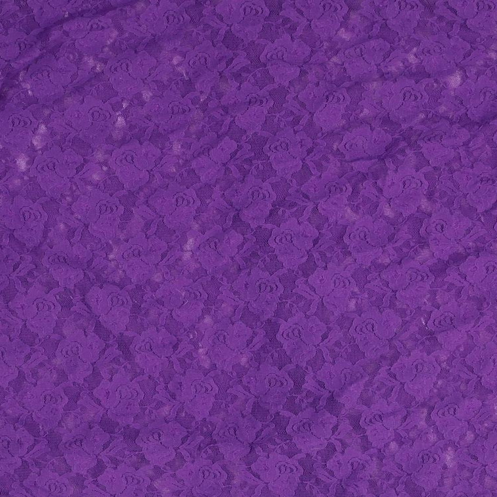 Michele Hope Womens Purple Geometric Nylon Basic Button-Up Size 14 V-Neck
