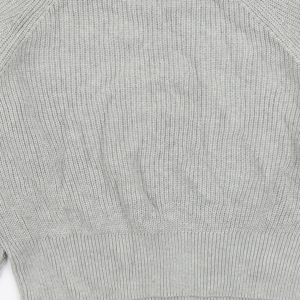 C Womens Grey Round Neck Acrylic Pullover Jumper Size S