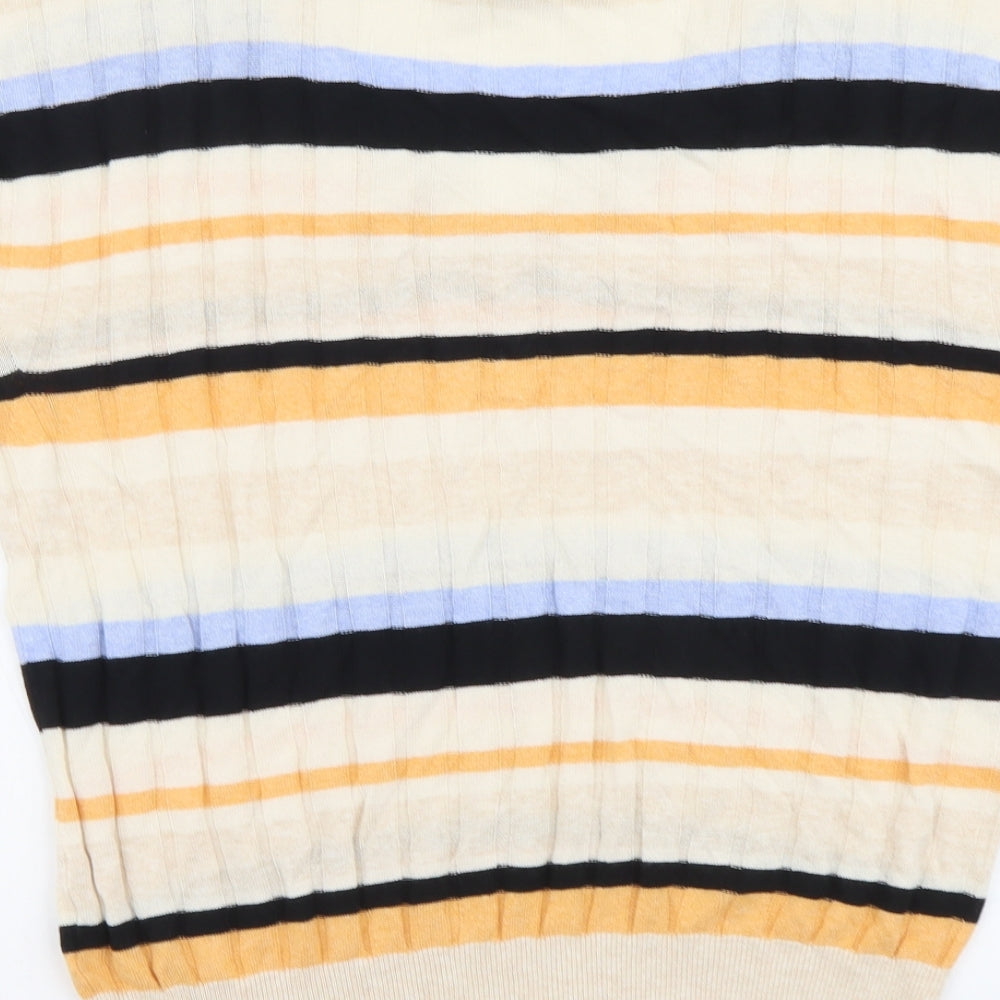 Marks & Spencer Womens Multicoloured Scoop Neck Striped Viscose Pullover Jumper Size L