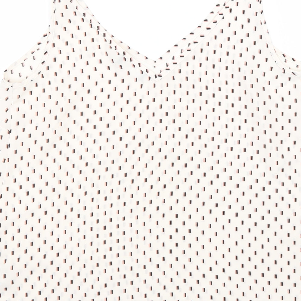 Papaya Womens White Geometric Polyester Basic Tank Size 12 V-Neck
