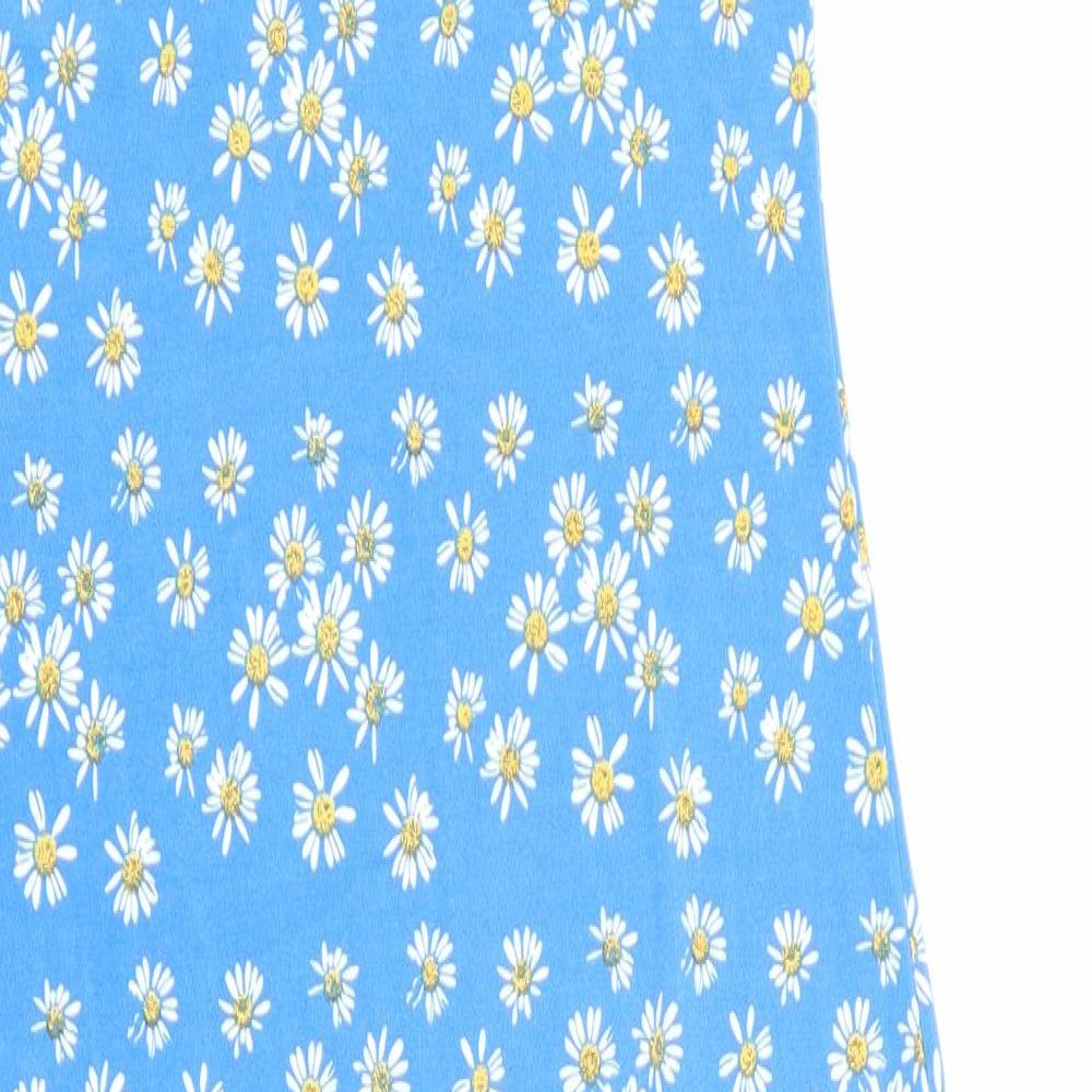 VILA Womens Blue Floral Polyester Slip Dress Size XS Round Neck Pullover