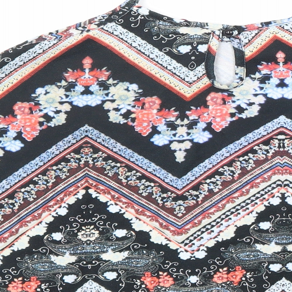 M&Co Girls Multicoloured Geometric Polyester Basic Tank Size 11-12 Years Round Neck Pullover