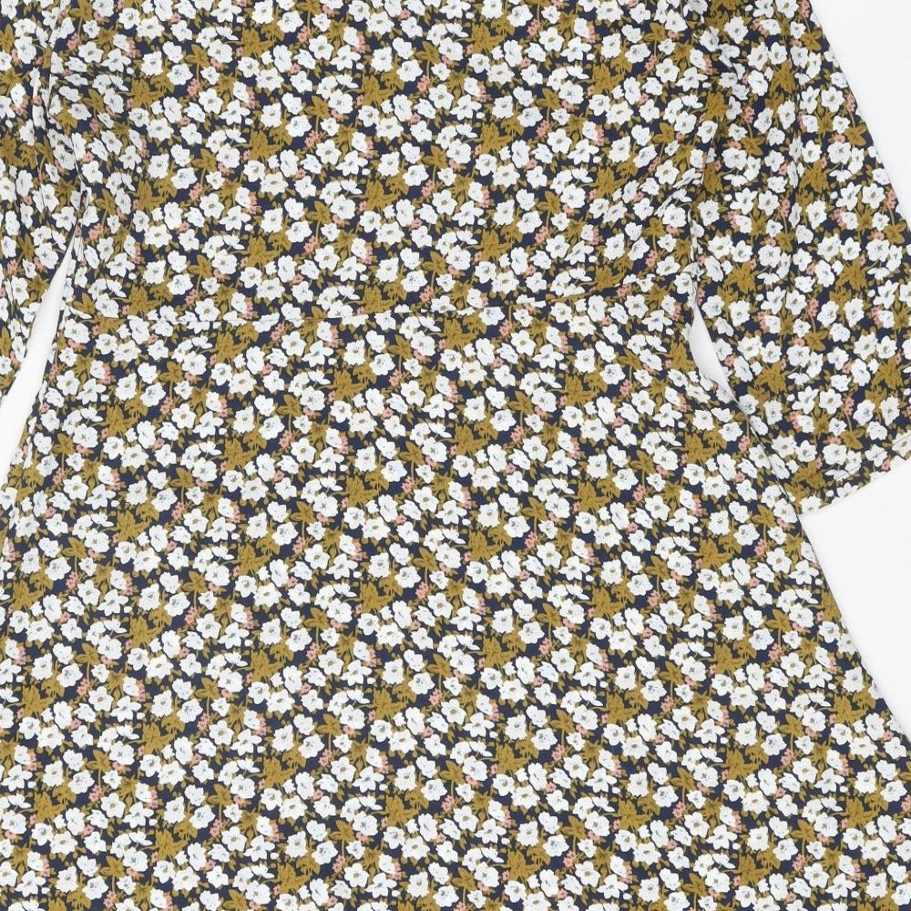 Goldie Womens Multicoloured Floral Polyester A-Line Size S Boat Neck Zip