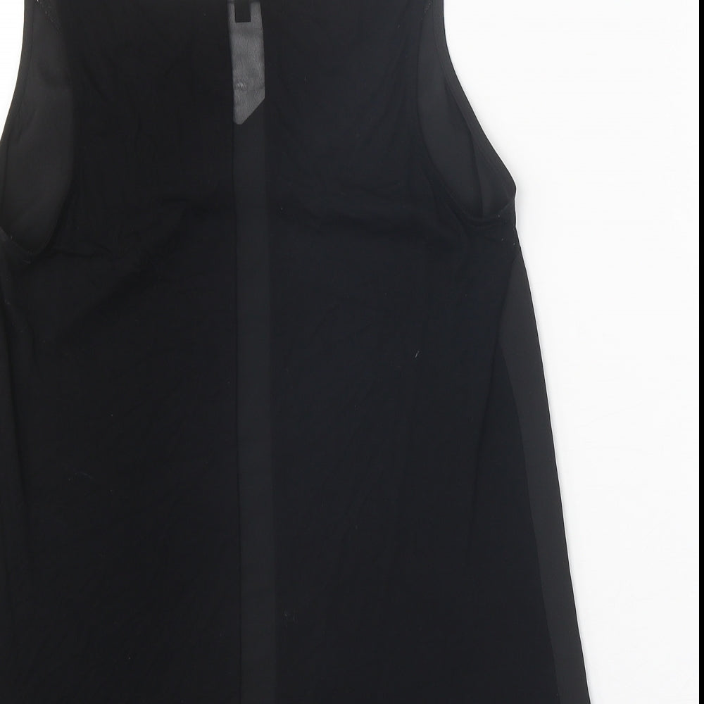 Warehouse Womens Black Polyester Basic Tank Size 12 V-Neck