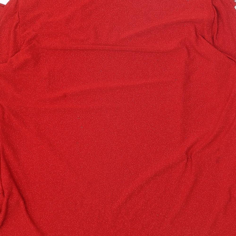 Klass Womens Red Polyester Basic Blouse Size S Boat Neck - Cold Shoulder Bell Sleeve