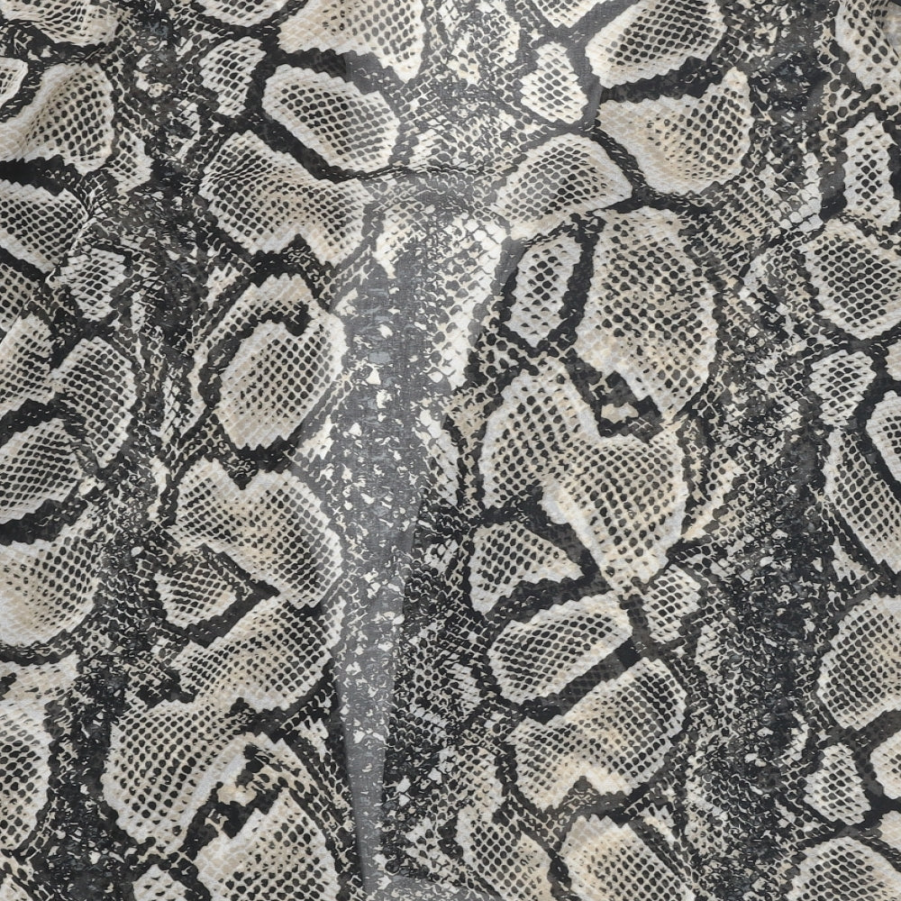 Topshop Womens Black Animal Print Polyester Kimono Blouse Size 8 V-Neck - Snake Skin Print