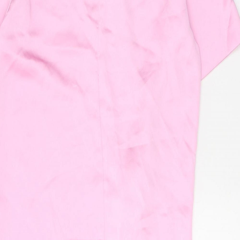 Zara Womens Pink Polyester Shift Size XS Round Neck Zip - Twist Detail
