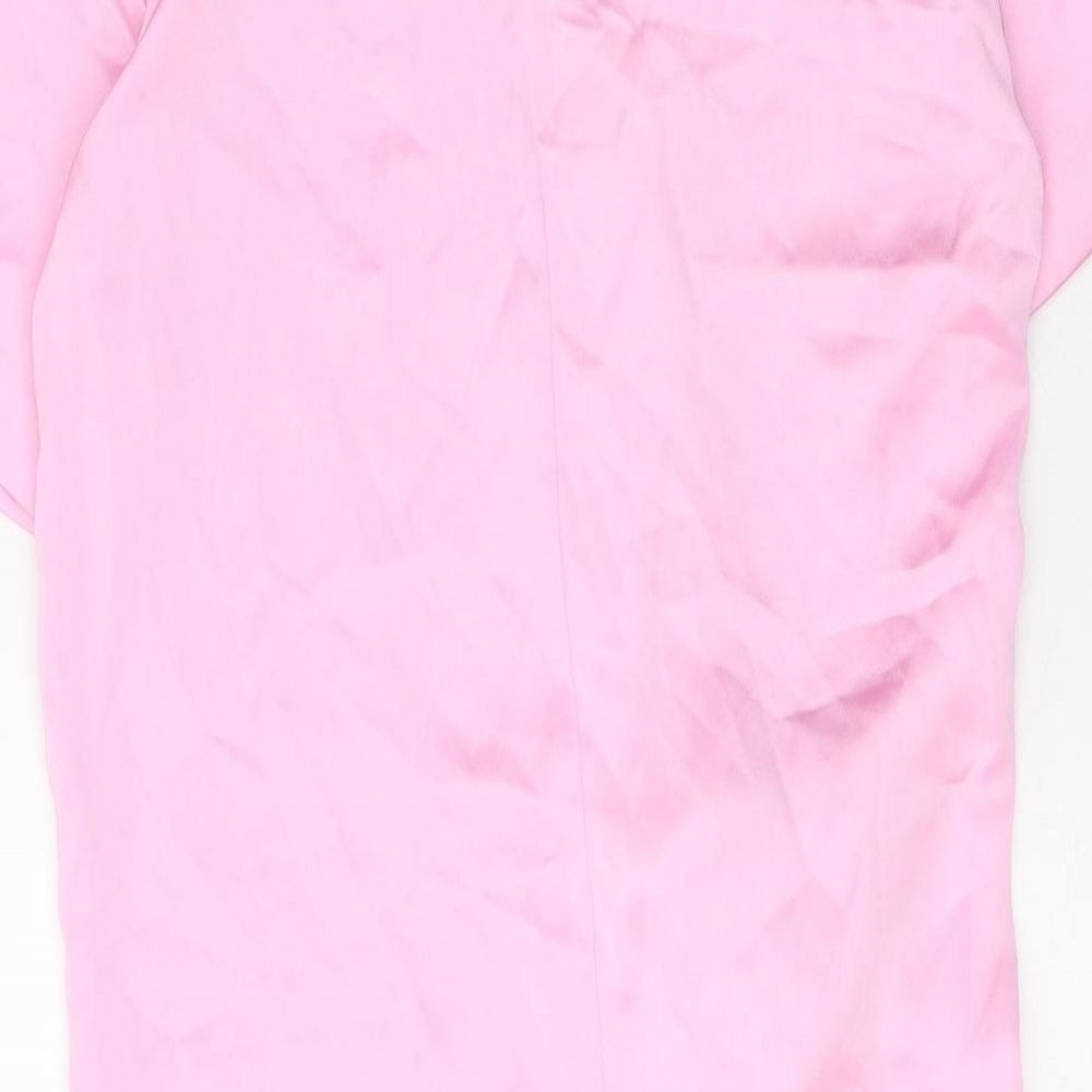 Zara Womens Pink Polyester Sheath Size XS Round Neck Zip - Twist Detail