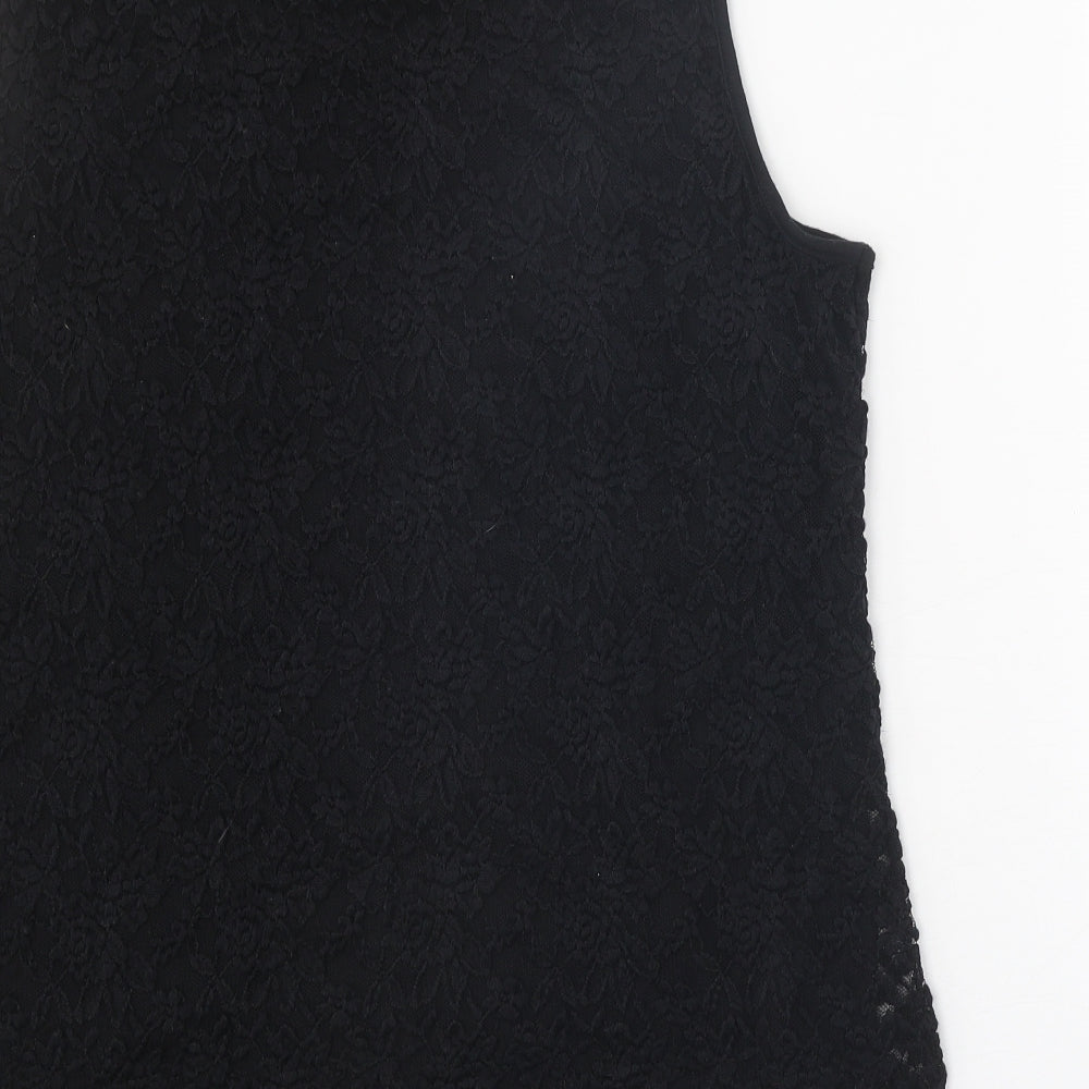 Preworn Womens Black Nylon Basic Blouse Size 18 Boat Neck