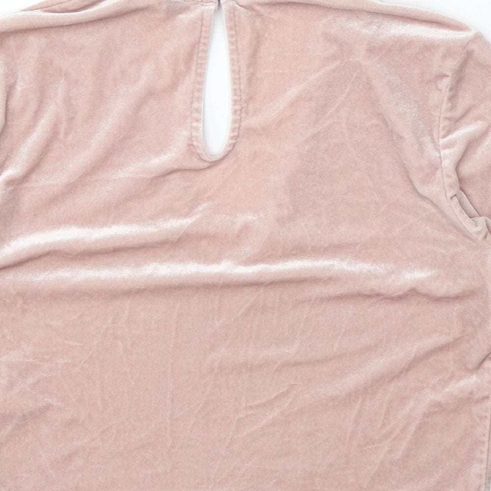 Divided Womens Pink Polyester Cropped Blouse Size M V-Neck