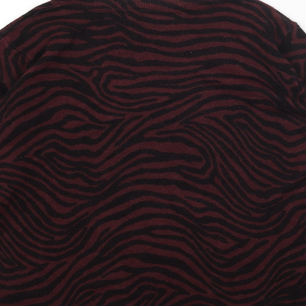 Marks & Spencer Womens Black Round Neck Animal Print Acrylic Pullover Jumper Size 12 - Zebra print
