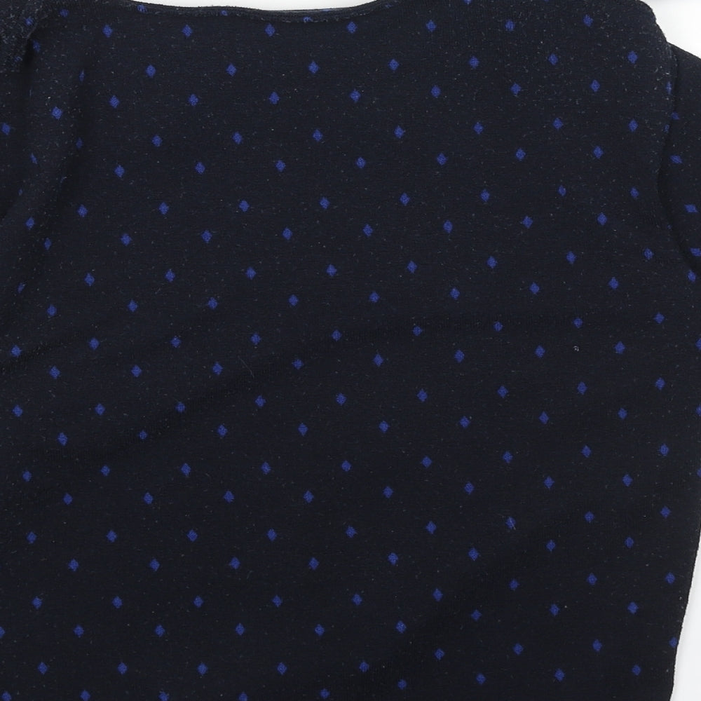 Per Una Womens Blue Round Neck Polka Dot Polyester Pullover Jumper Size 6
