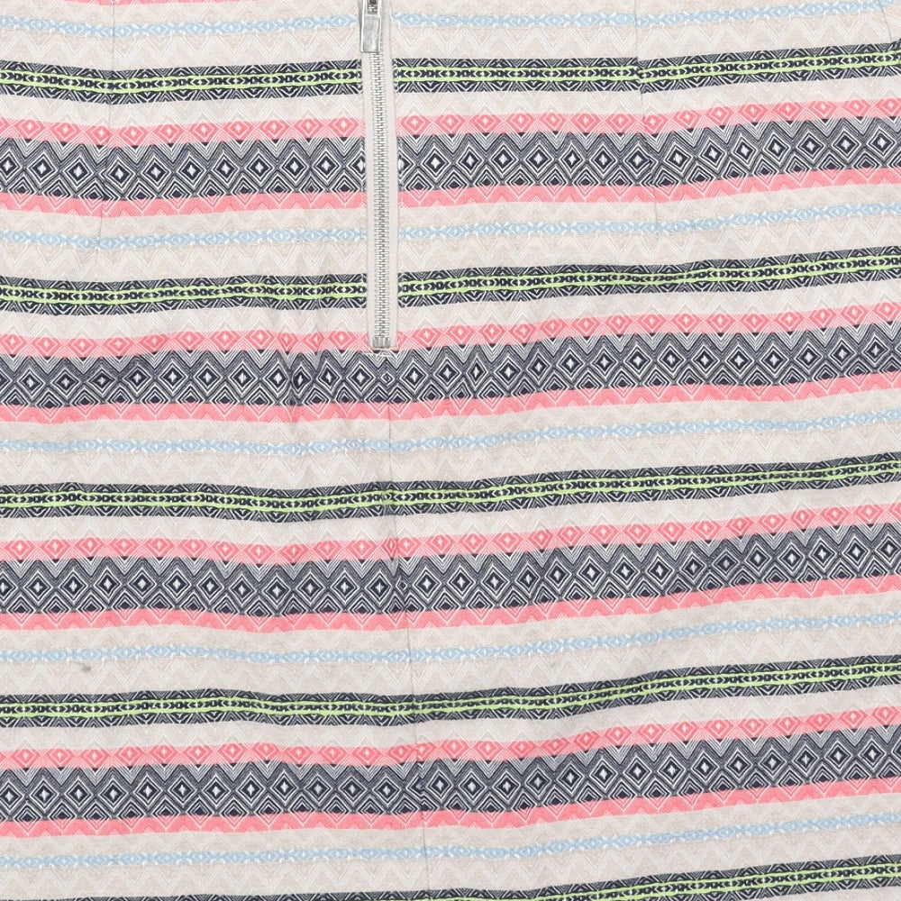 Marks & Spencer Womens Multicoloured Geometric Polyester Straight & Pencil Skirt Size 10 Zip