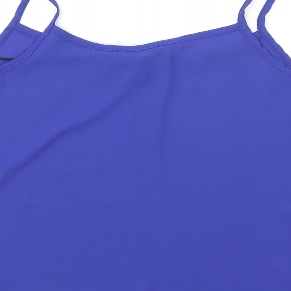 New Look Womens Blue Polyester Basic Tank Size 10 Round Neck