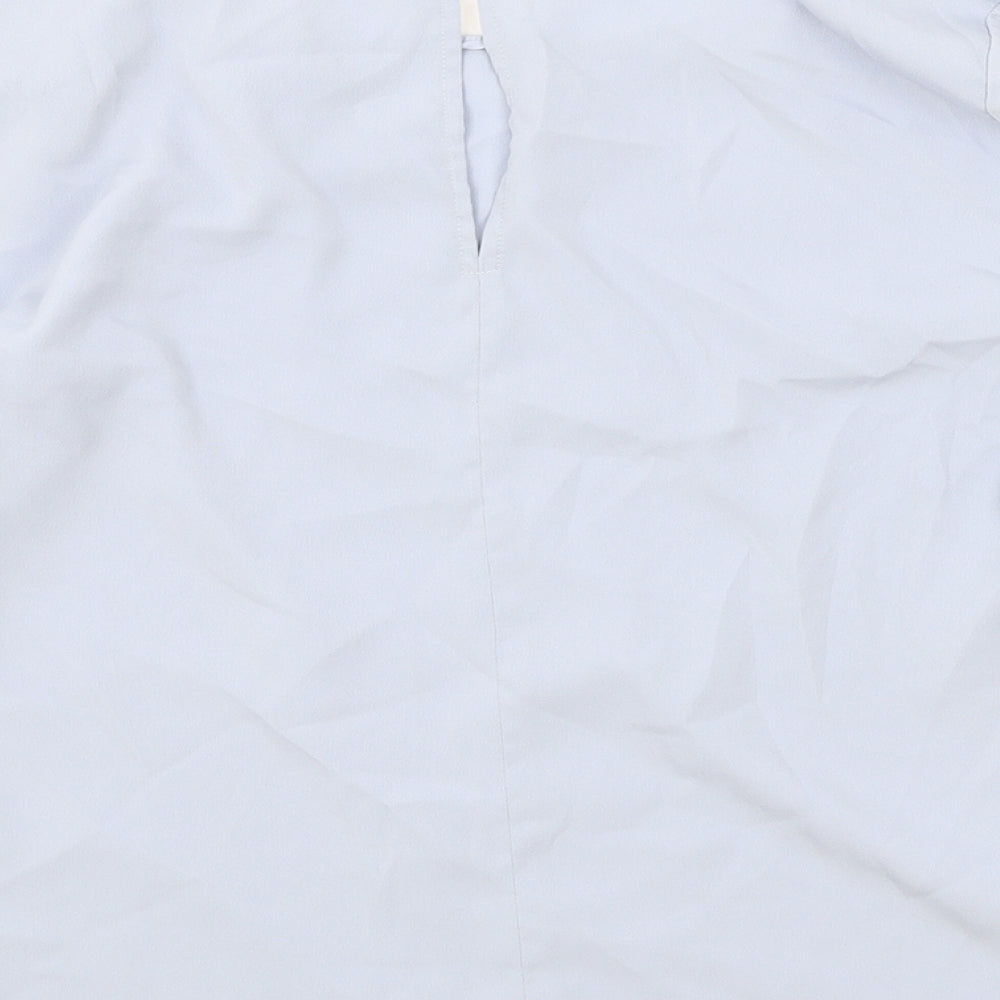 Topshop Womens Blue Polyester Basic Blouse Size 12 Round Neck