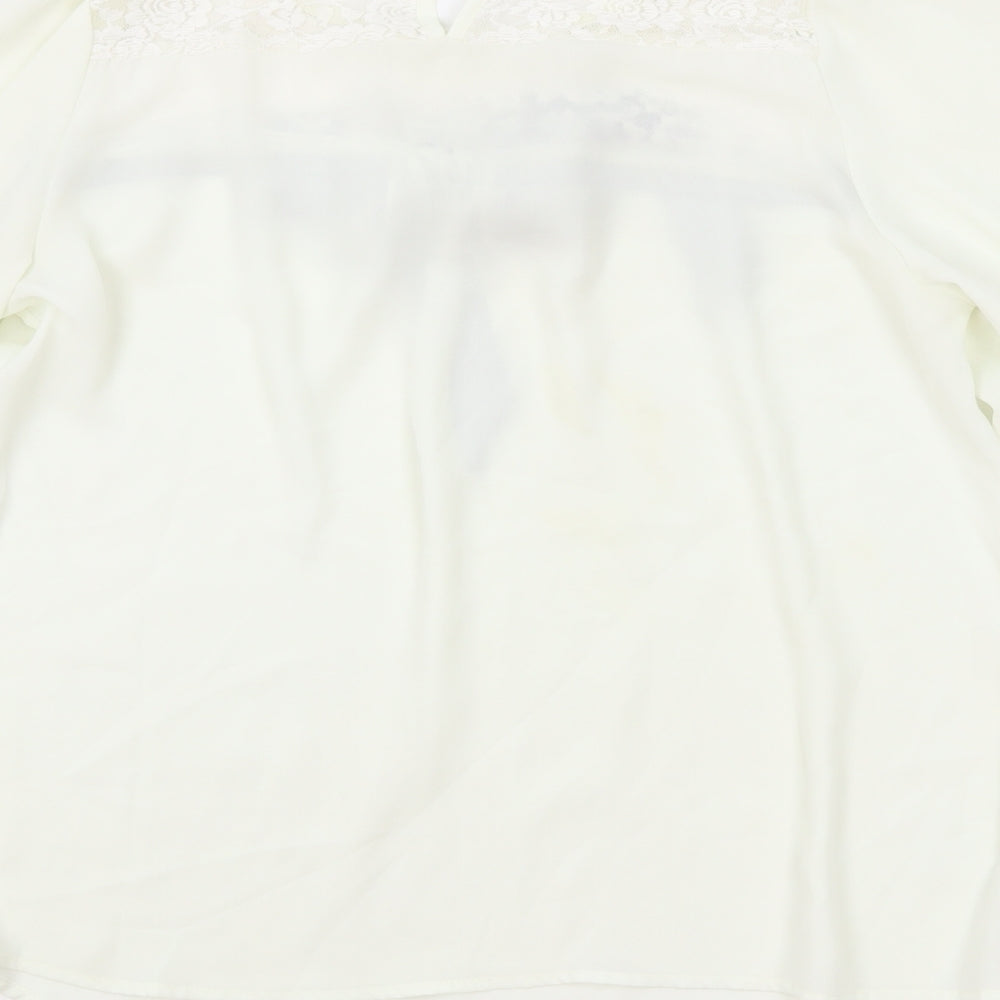 Jumpo Womens White Polyester Basic Blouse Size M Boat Neck