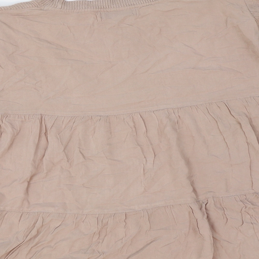 Marks & Spencer Womens Pink Viscose Basic T-Shirt Size 14 Round Neck