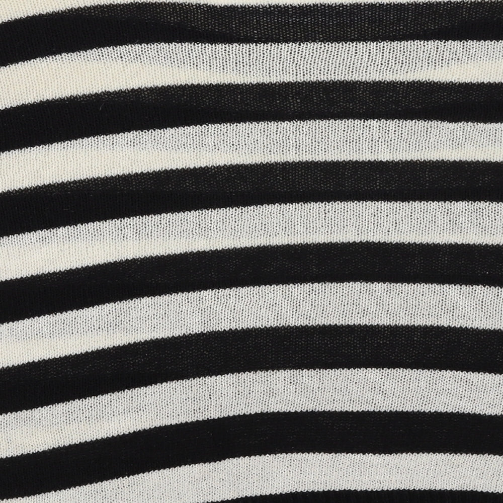 Select Womens Black Scoop Neck Striped Acrylic Pullover Jumper Size 10