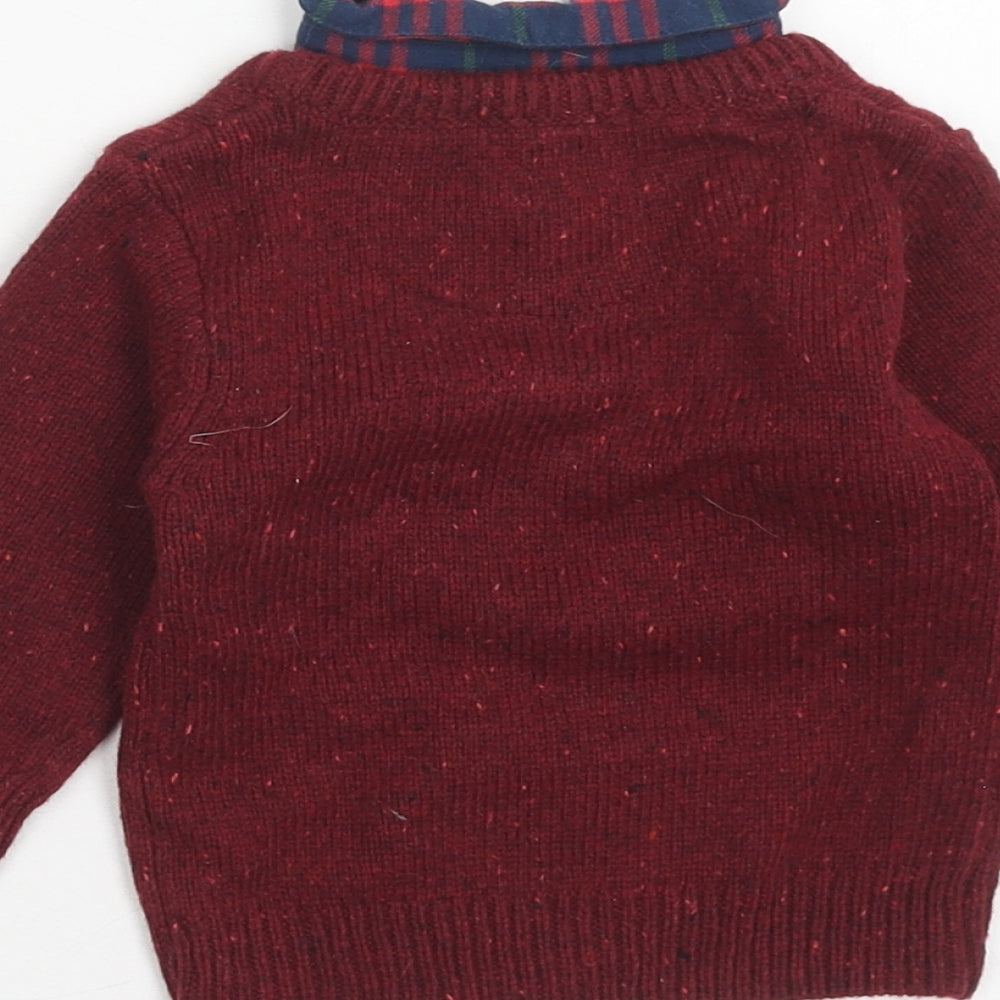 Next Boys Red Acrylic Pullover Jumper Size 3-6 Months Button