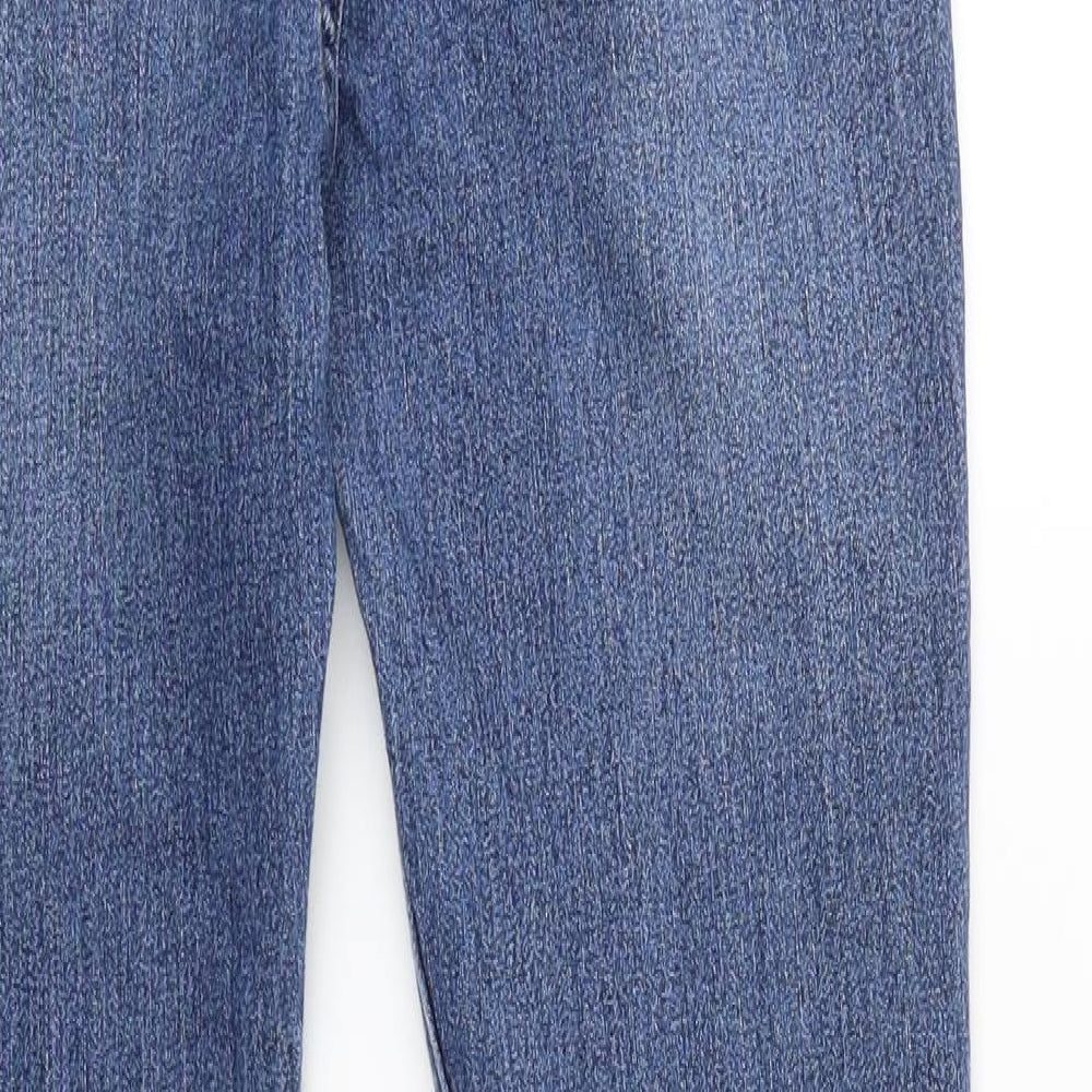 Marks and Spencer Womens Blue Herringbone Cotton Skinny Jeans Size 26 in L30 in Slim Zip