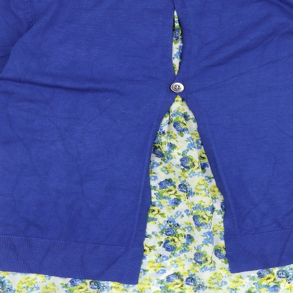 South Womens Blue Round Neck 100% Cotton Pullover Jumper Size 10