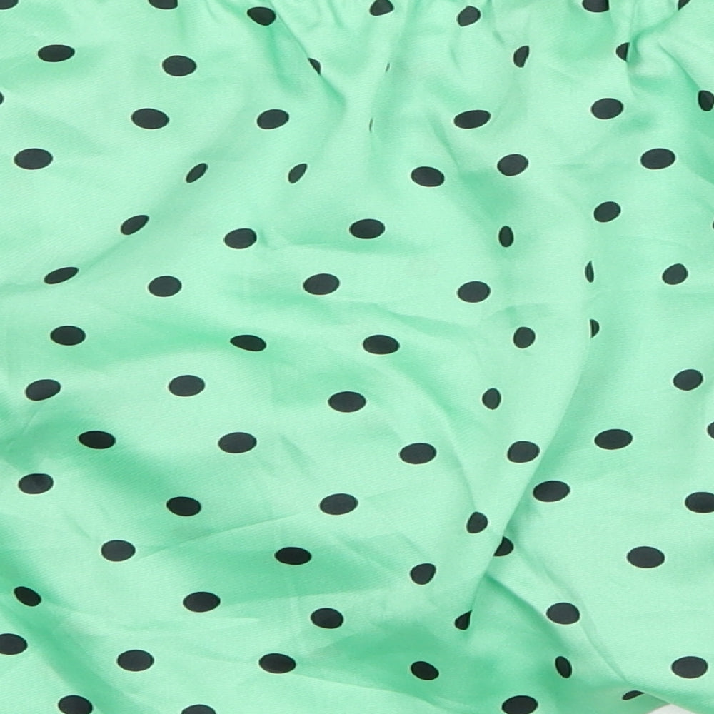 River Island Womens Green Polka Dot Polyester Cropped Blouse Size 16 Off the Shoulder - Bardot