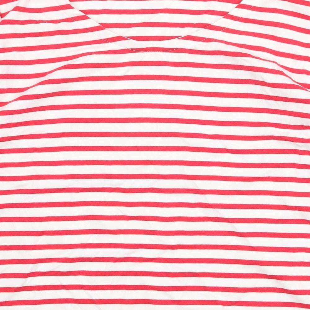 Preworn Womens Red Striped Cotton Basic Blouse Size 2XL Boat Neck