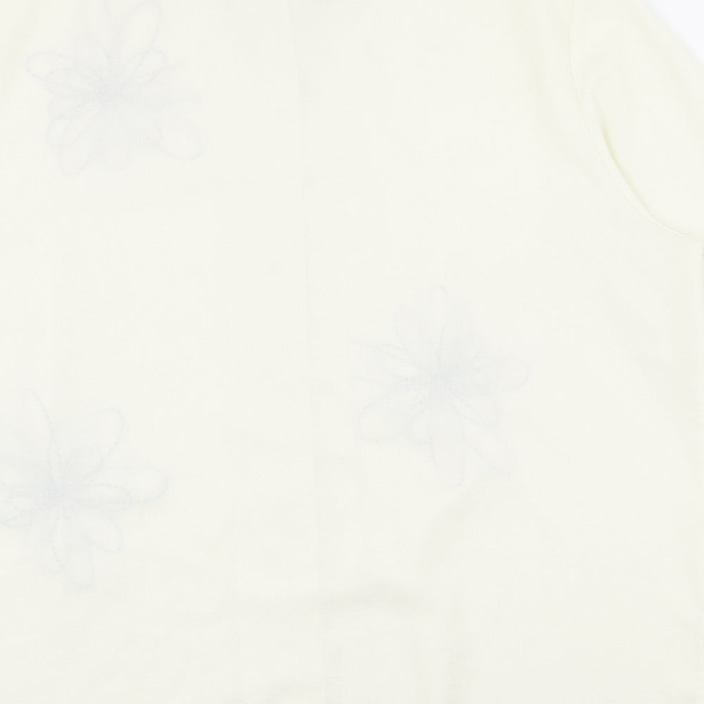 ELVI Womens Ivory Polyester Basic Button-Up Size 20 V-Neck
