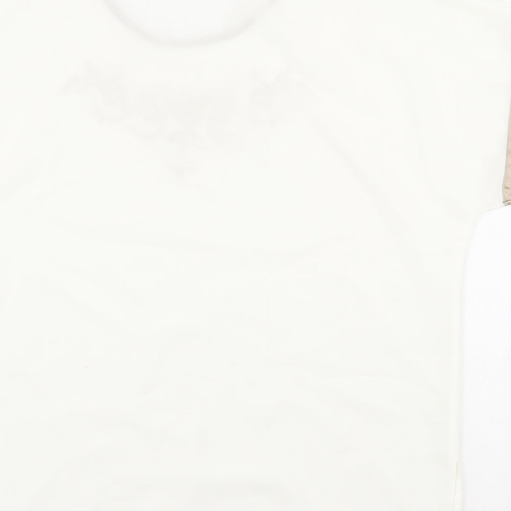 Preworn Womens White Polyester Basic T-Shirt Size 14 Round Neck
