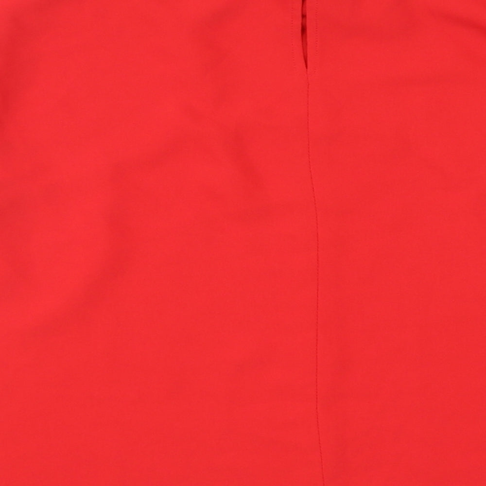 Zara Womens Red Polyester Basic Blouse Size L Round Neck