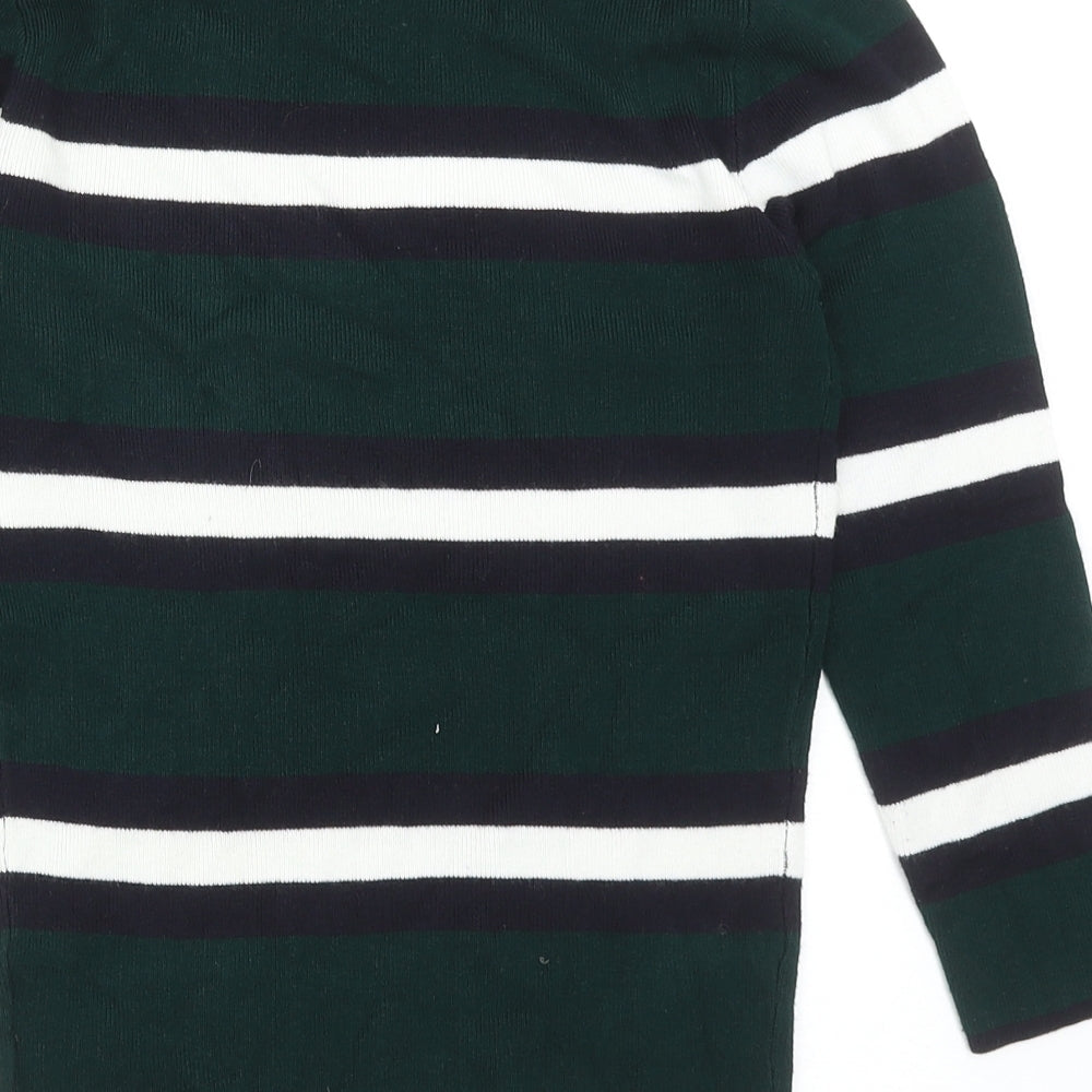 Red Herring Womens Green Round Neck Striped Viscose Pullover Jumper Size 10