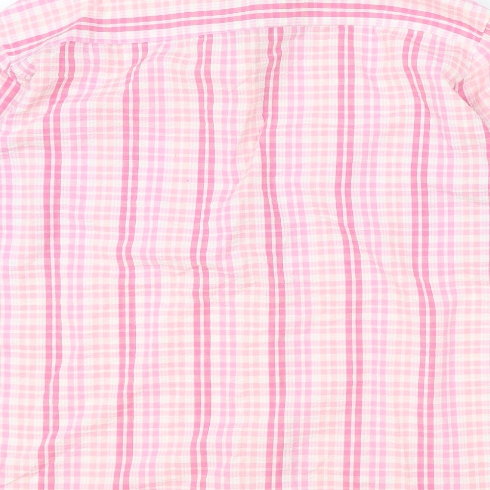 Preworn Womens Pink Geometric Polyester Basic Blouse Size L V-Neck