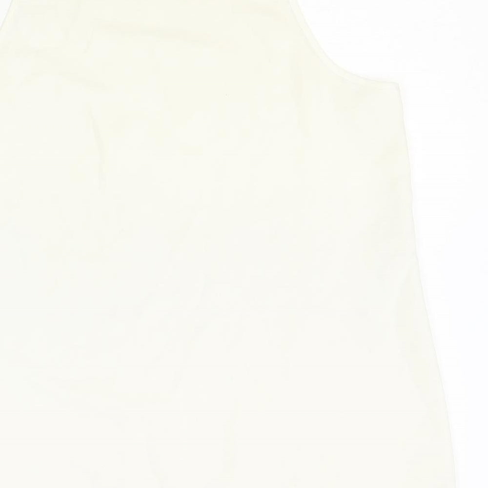 Warehouse Womens Beige Polyester Basic Tank Size 14 Square Neck