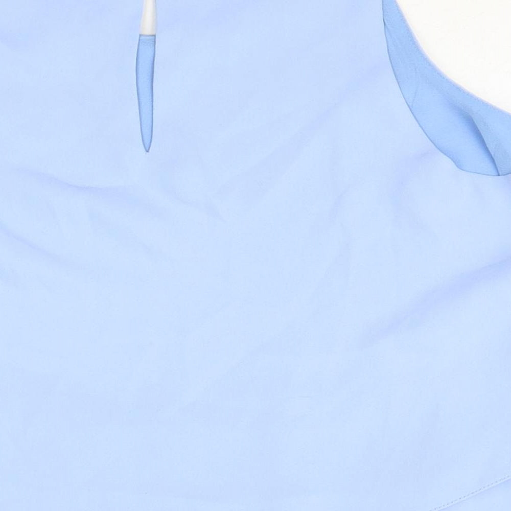Topshop Womens Blue Polyester Basic Tank Size 8 Round Neck
