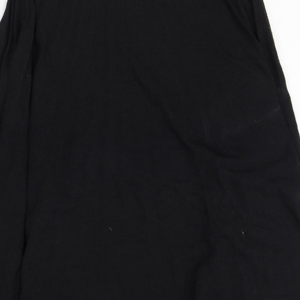 Yumi Womens Black Polyester Swing Skirt Size 10 Zip