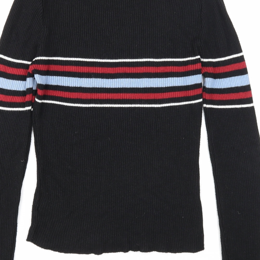 Cooperative Womens Black Mock Neck Acrylic Pullover Jumper Size S