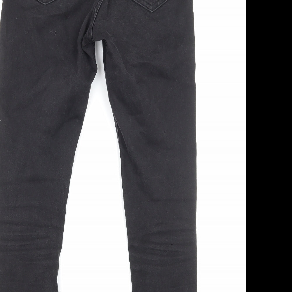 Marks & Spencer Womens Black Cotton Skinny Jeans Size 12 Regular Zip