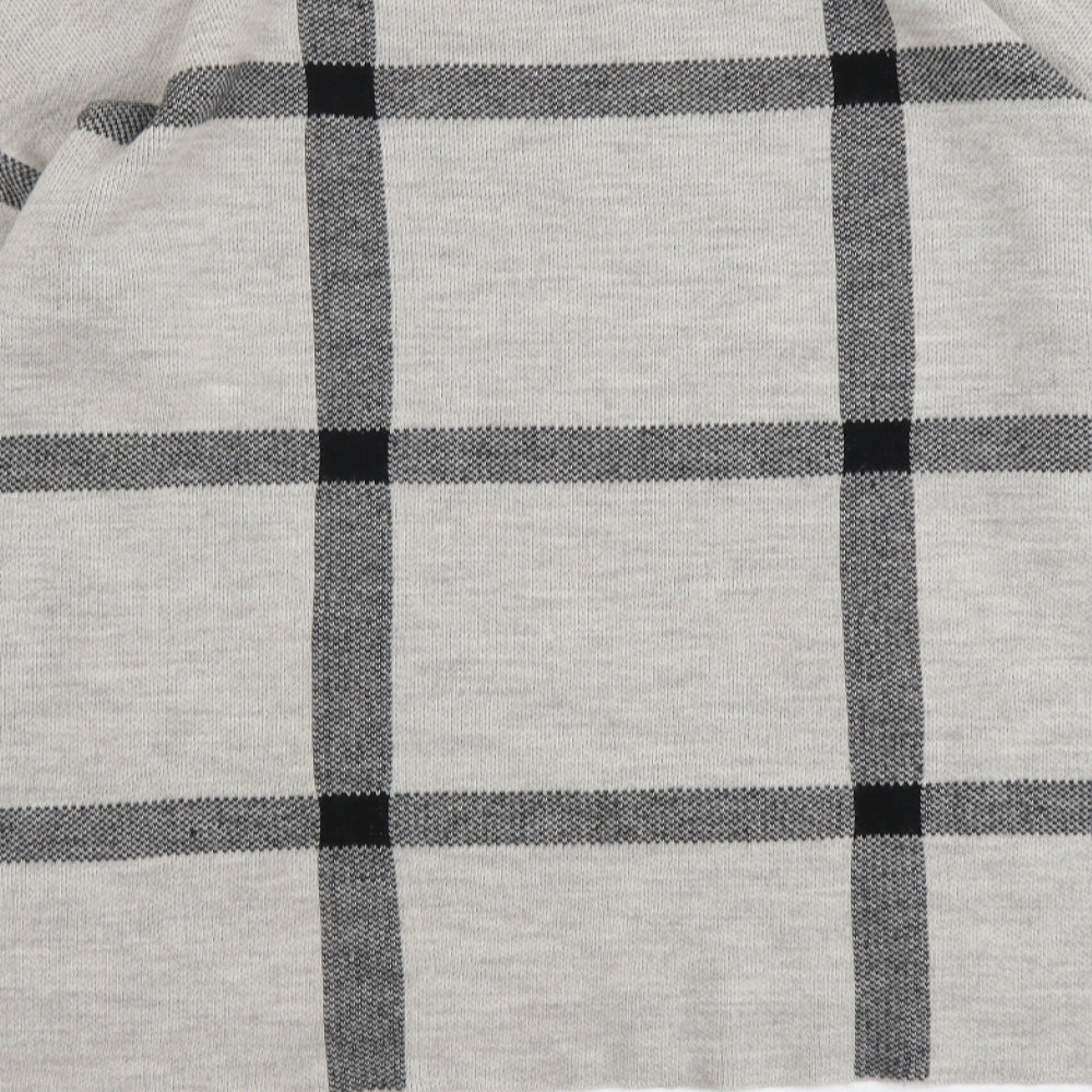 River Island Womens Grey Boat Neck Check Acrylic Pullover Jumper Size M