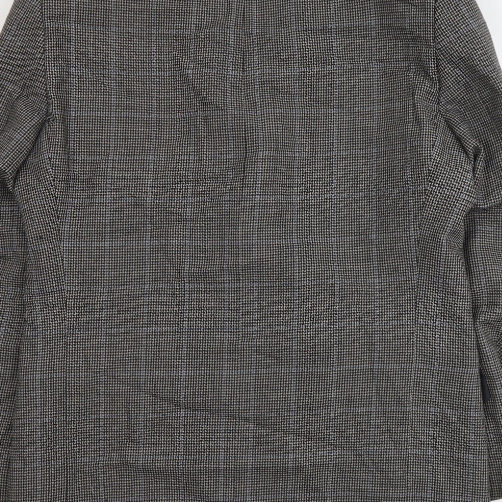 BHS Mens Brown Plaid Polyester Jacket Blazer Size L Regular