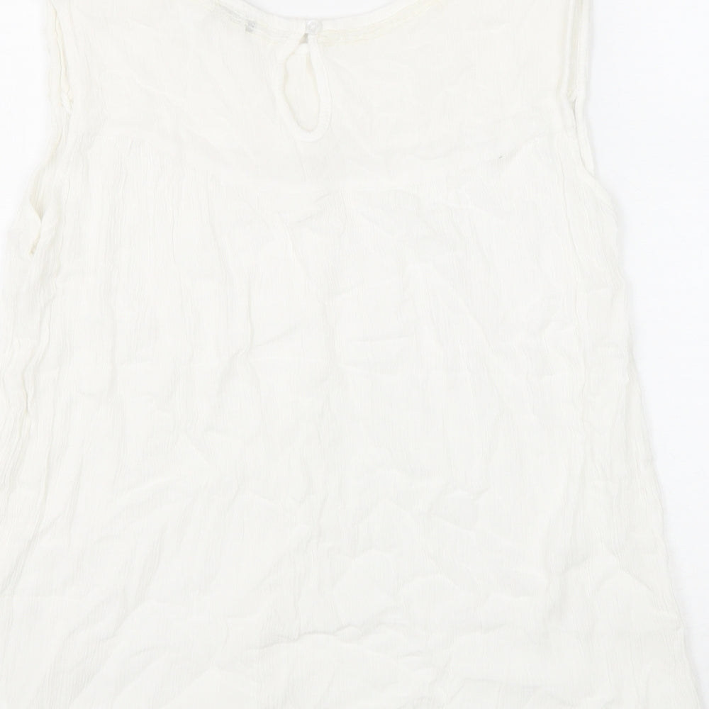 Urban Womens White Viscose Basic Tank Size 14 Round Neck - Lace Detail