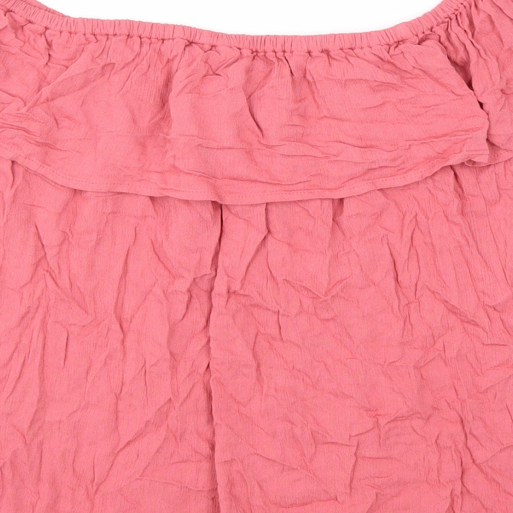 ICHI Womens Pink Viscose Basic Tank Size L Off the Shoulder